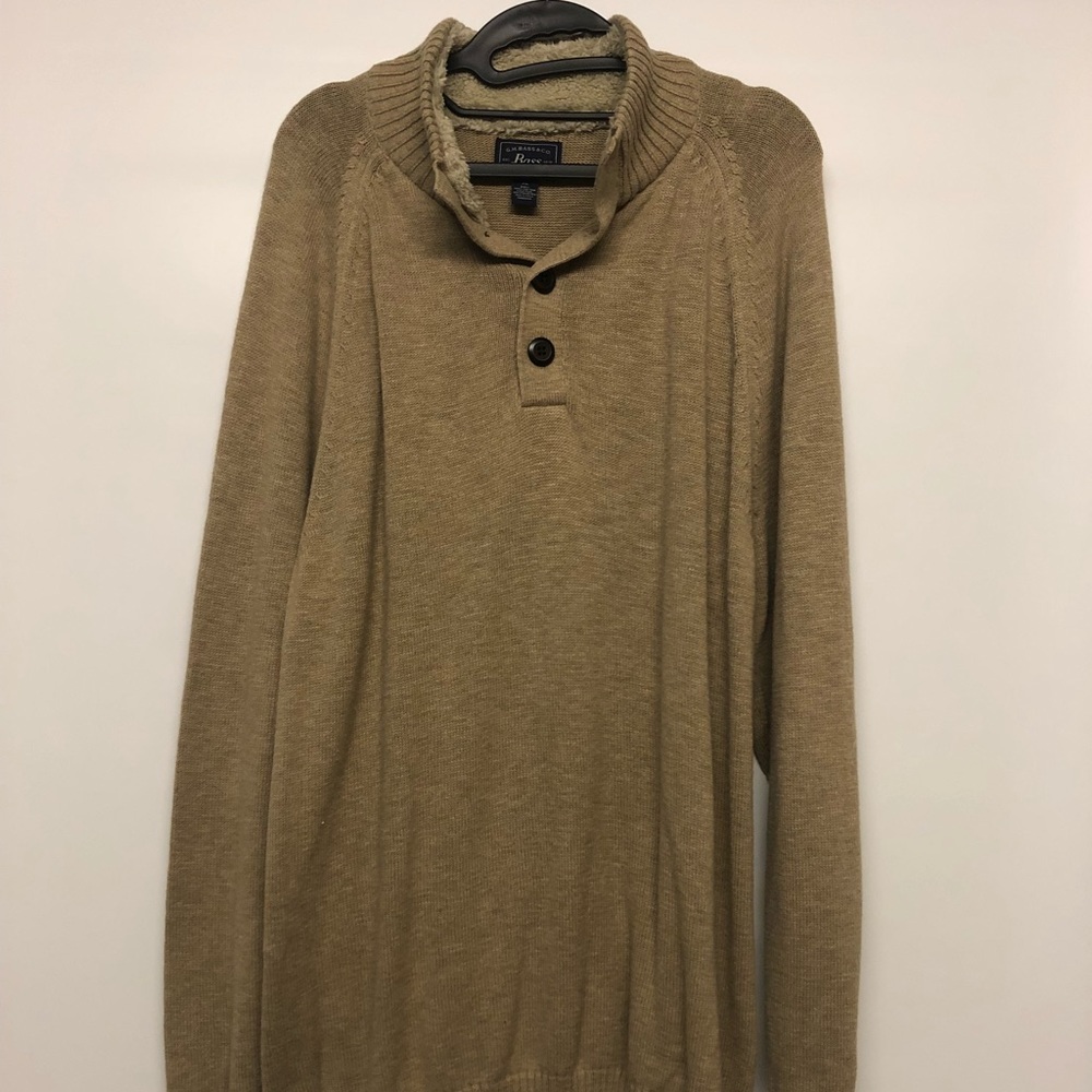 GH Bass Sweater Pullover Long Sleeve Fur Collar XL